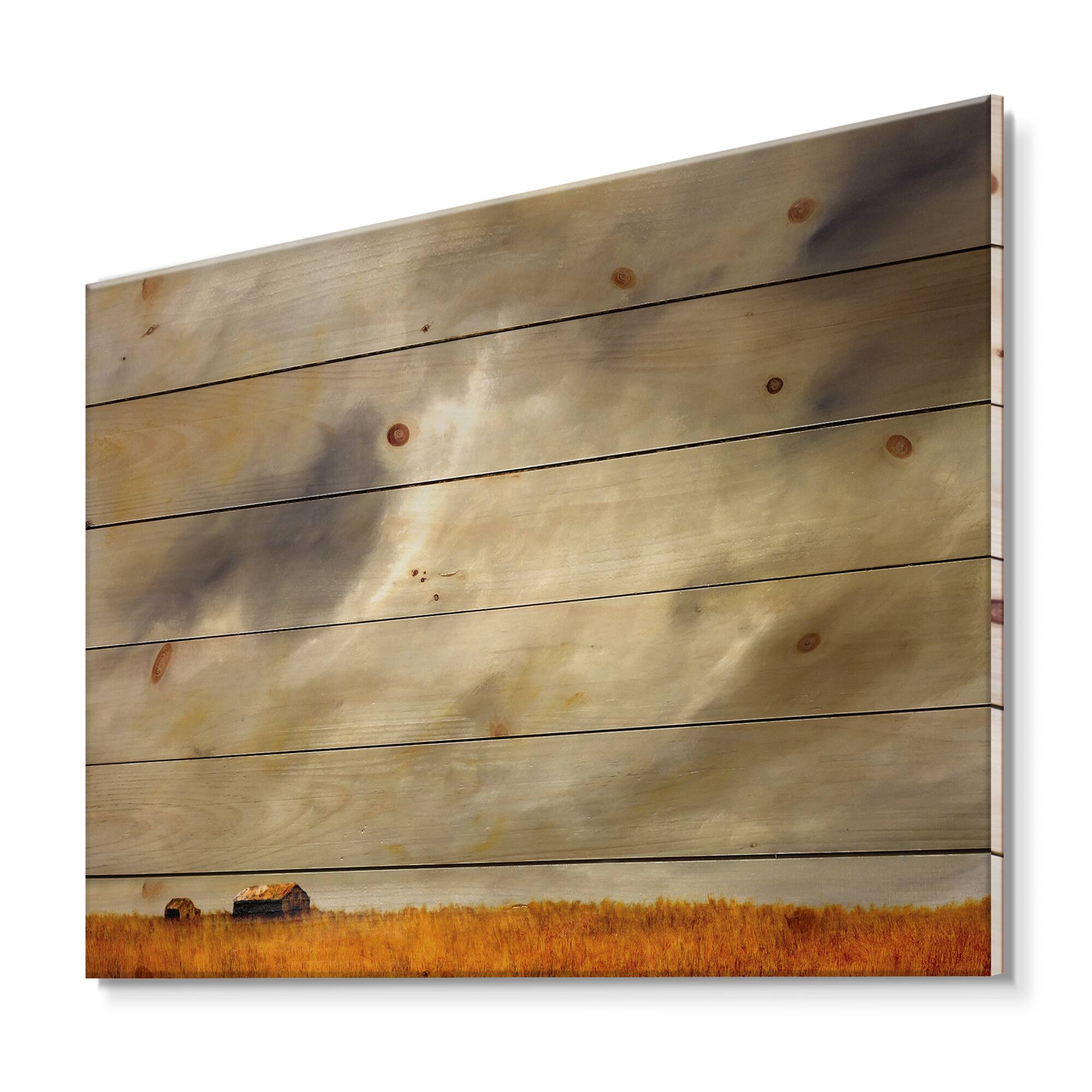 Designart - Desert Farmhouse Under Cloudy Sky in Washington I